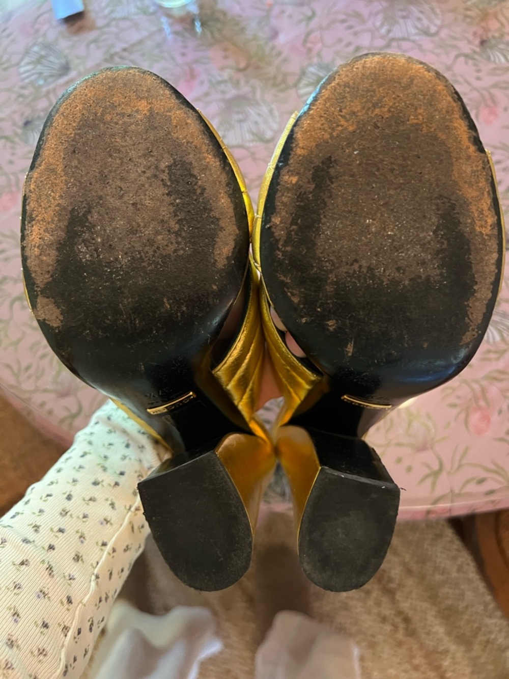 Gucci Metallic Gold Crisscross Mule Slides - Picture 6 of 10
